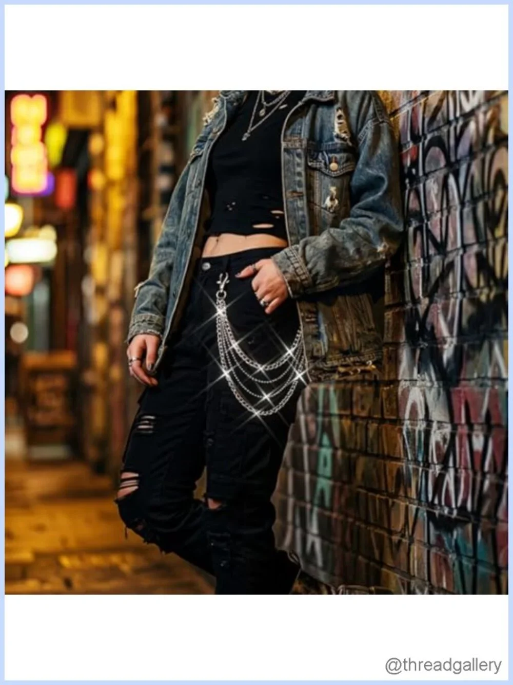 Punk Silver Jean Chain Belt 4-Layer Alloy Pocket Chain